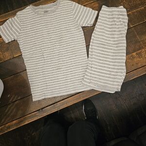 Carter's Gray & White Striped Short Sleeve Pajama Set